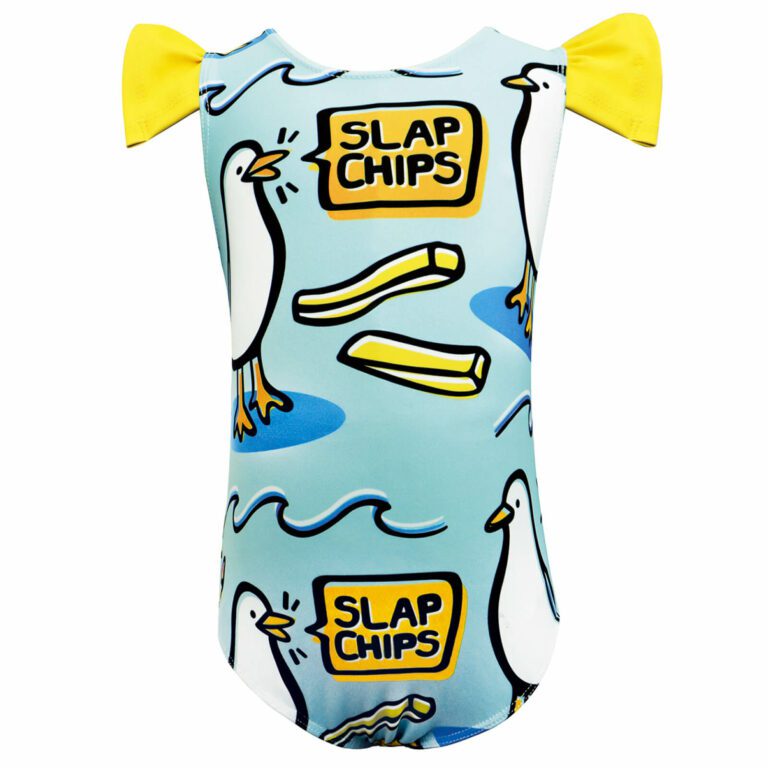 Eendjie Girls Slap Chips One-Piece Front - Eendjie Kids Swimwear - Eendjie.com