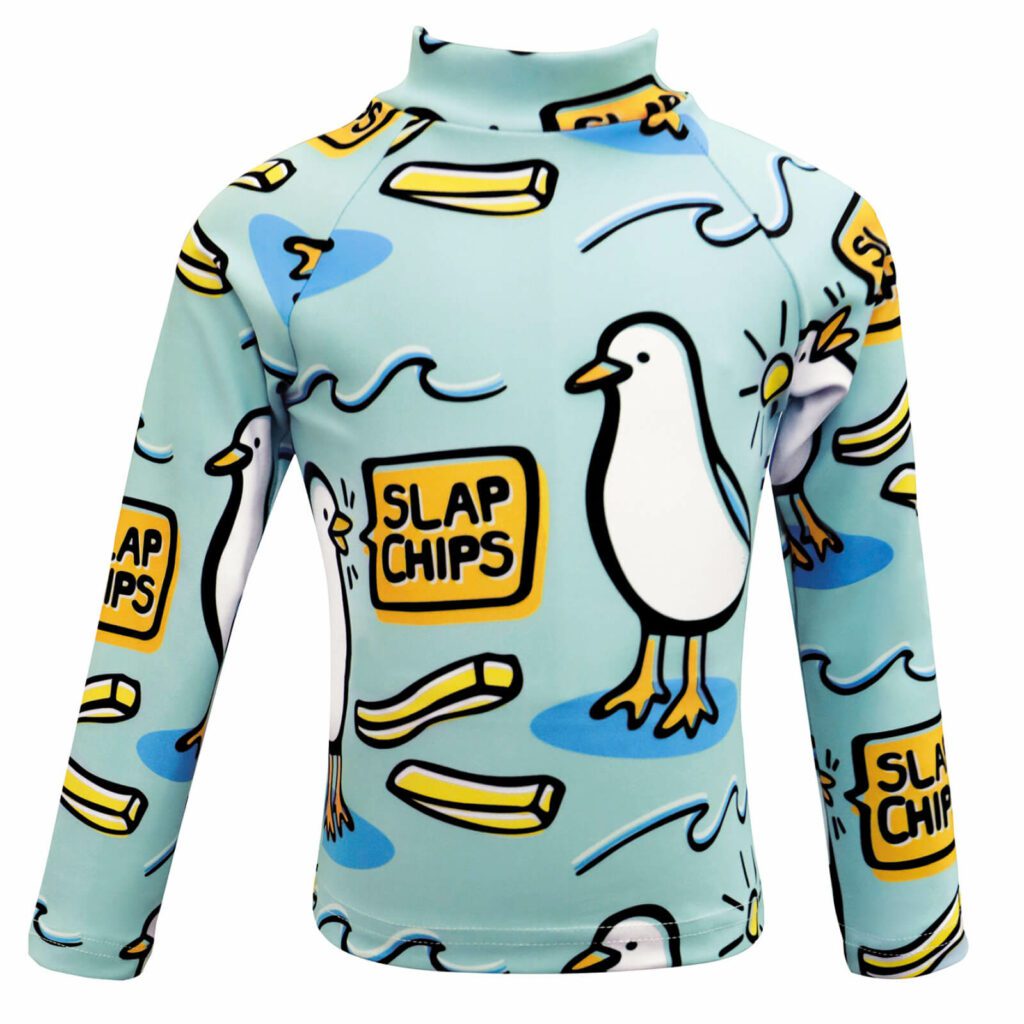 Eendjie Rash Vest Slap Chips Boys Front - Eendjie Kids Swimwear - Eendjie.com